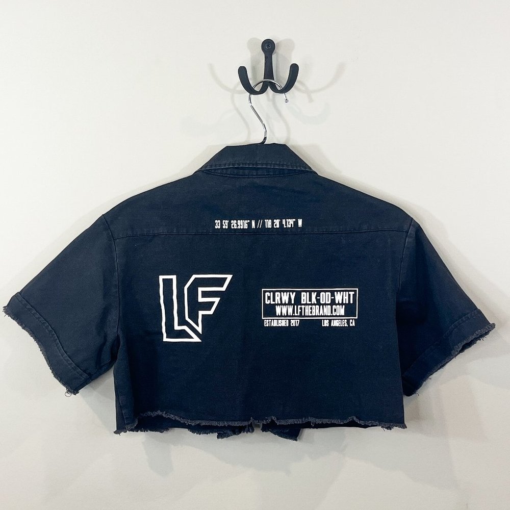 LF Black Denim Cropped Jacket, Size M